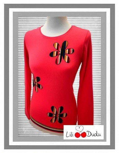 Camiseta de mujer Lili Dudu en coral Mod-5046