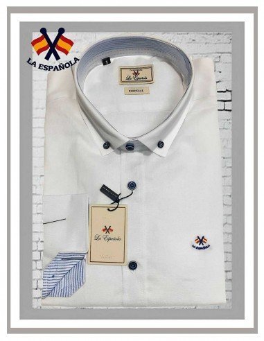 Camisa de hombre de lino en blanco LA ESPAÑOLA 5209