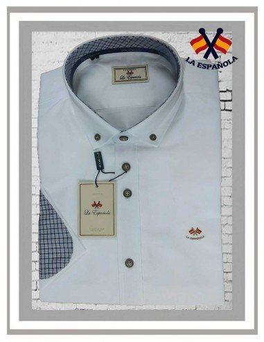Camisa de hombre con coderas en blanco LA ESPAÑOLA 5387
