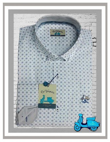 Camisa hombre de topitos azules La Vespita Mod-5464