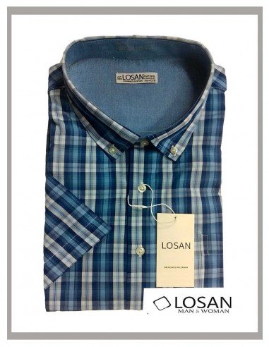 Camisa de hombre de cuadros azulados Losan Mod-3E06
