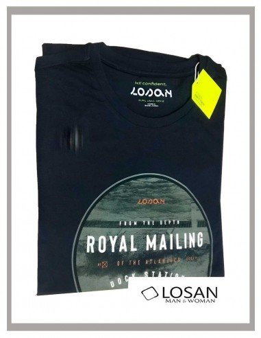 Camiseta de hombre manga larga en azul marino Losan 1304
