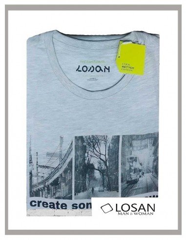 Camiseta de hombre manga larga en gris vigoré Losan 1304