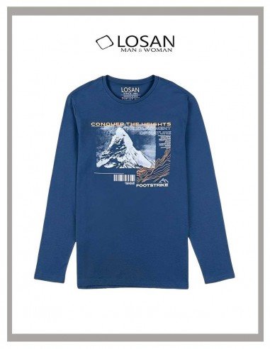 Camiseta de hombre manga larga en azul Losan 1201