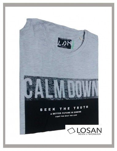 Camiseta hombre manga larga en gris claro Losan 1204