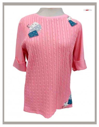 Suéter de mujer en rosa de algodón Lili Dudu Mod-1028