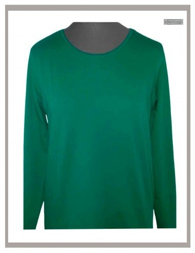 Camiseta mujer verde benetton básica de manga larga Strategga